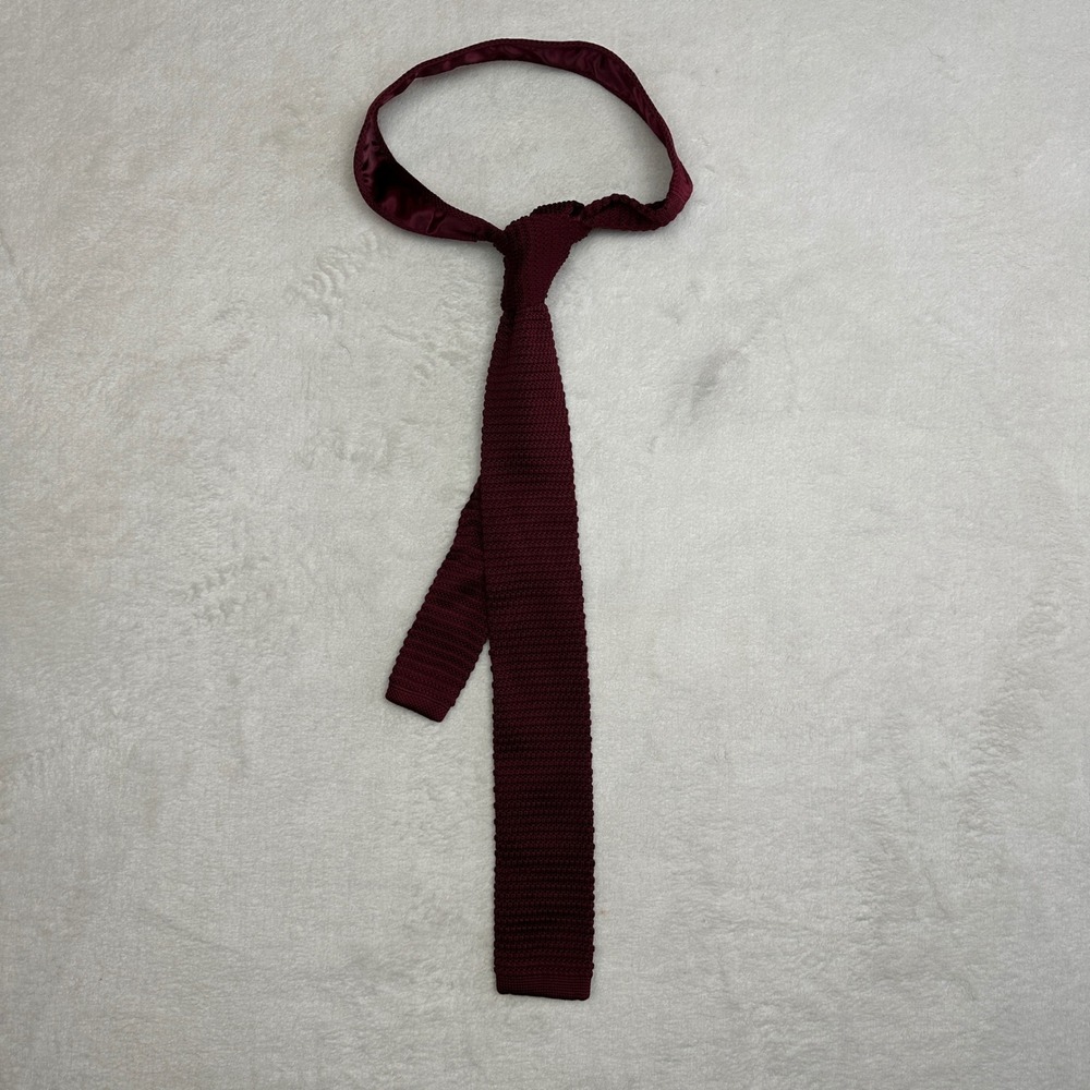 Giovanni‎ Rossi Knit Tie Burgundy Microfiber Kids Necktie